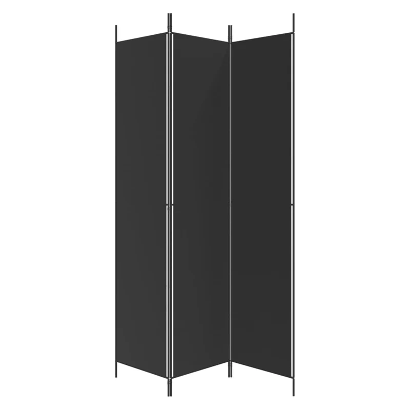Paravent séparateur de pièce cloison 3 panneaux 150 x 220 cm tissu noir et fer DEC030800