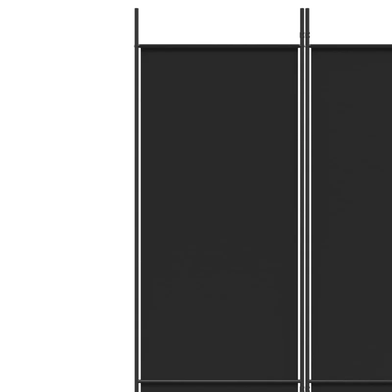 Paravent séparateur de pièce cloison 3 panneaux 150 x 220 cm tissu noir et fer DEC030800