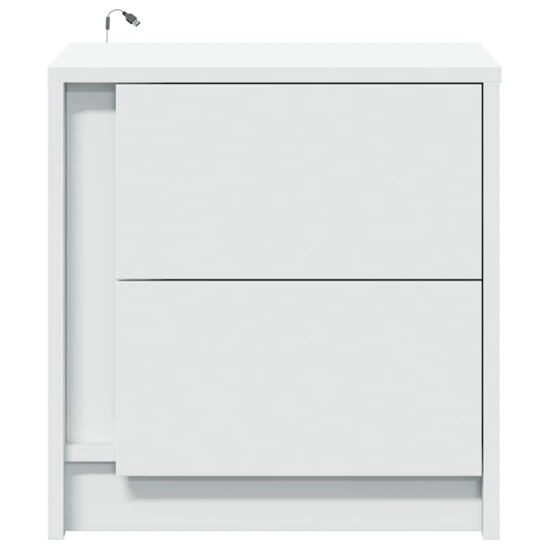 Lot de 2 tables de chevet avec tiroirs et LED 43 x 34 x 45 cm en bois d'ingénierie blanc DEC032871