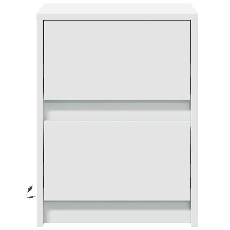 Lot de 2 tables de chevet avec tiroirs et LED 38 x 34 x 50 cm en bois d'ingénierie blanc DEC032870