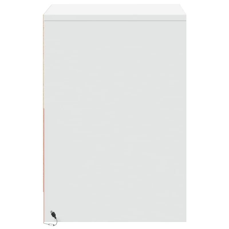 Lot de 2 tables de chevet avec tiroirs et LED 38 x 34 x 50 cm en bois d'ingénierie blanc DEC032870