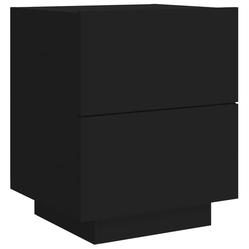 Lot de 2 tables de chevet avec tiroirs et LED 45 x 40 x 55 cm en bois d'ingénierie noir DEC032859
