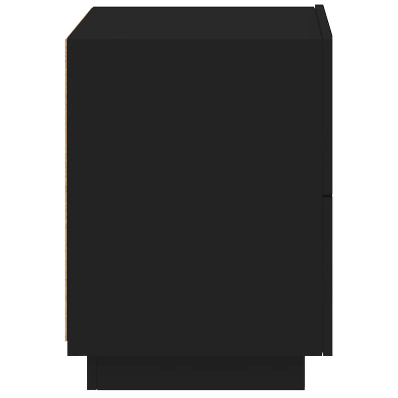 Lot de 2 tables de chevet avec tiroirs et LED 45 x 40 x 55 cm en bois d'ingénierie noir DEC032859