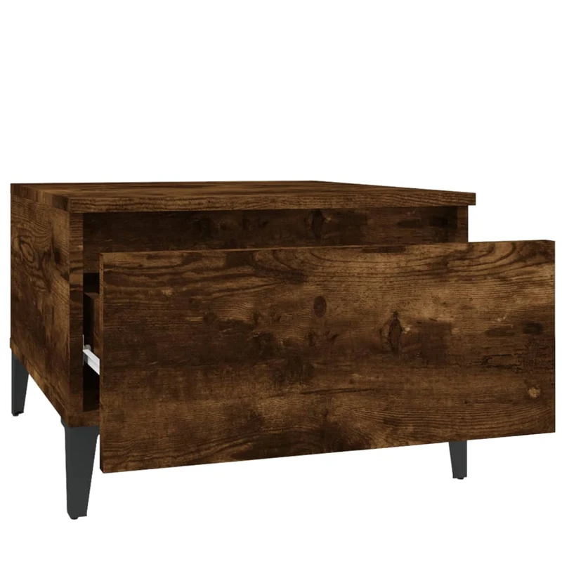 Lot de 2 tables d'appoint chevet avec tiroir 50 x 46 x 35 cm en bois ingénierie marron DEC032621