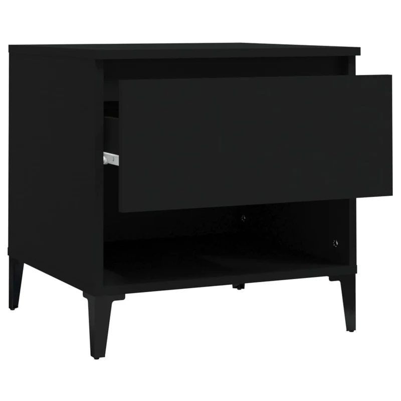 Table d'appoint chevet avec tiroir 50 x 46 x 50 cm en bois d’ingénierie noir DEC032495