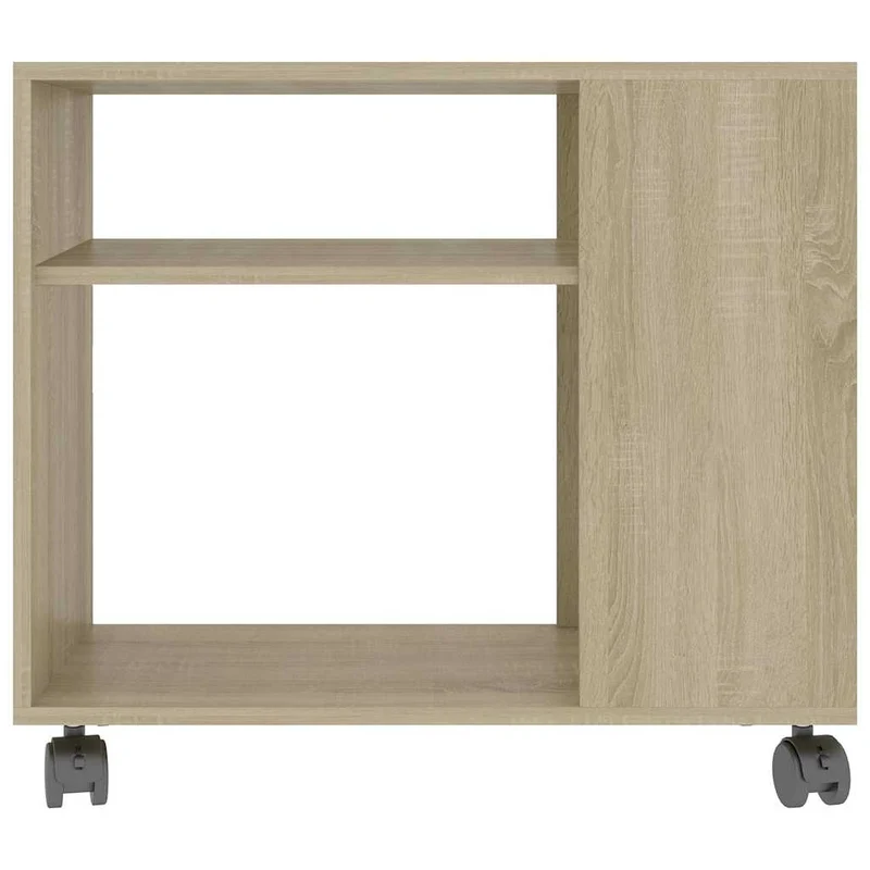 Table d'appoint meuble de salon sur roulettes 70 x 35 x 55 cm en bois d'ingénierie couleur chêne DEC032426