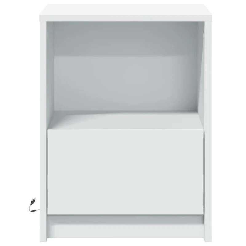 Lot de 2 tables de chevet avec tiroir et LED en bois d'ingénierie blanc DEC032872