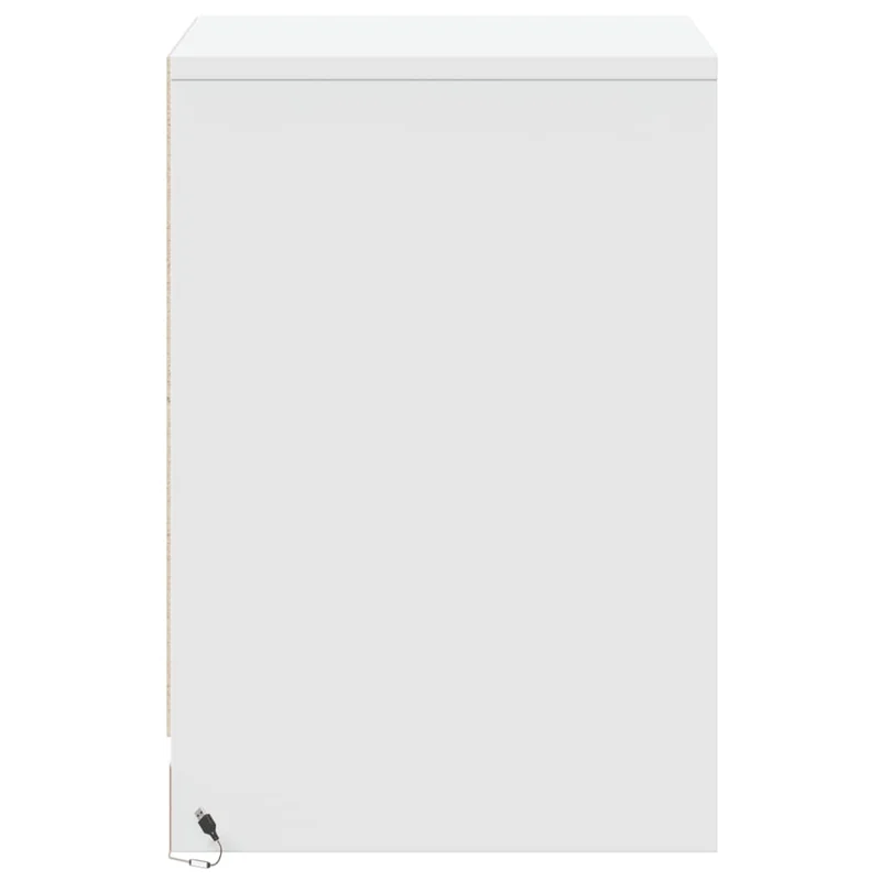 Lot de 2 tables de chevet avec tiroir et LED en bois d'ingénierie blanc DEC032872
