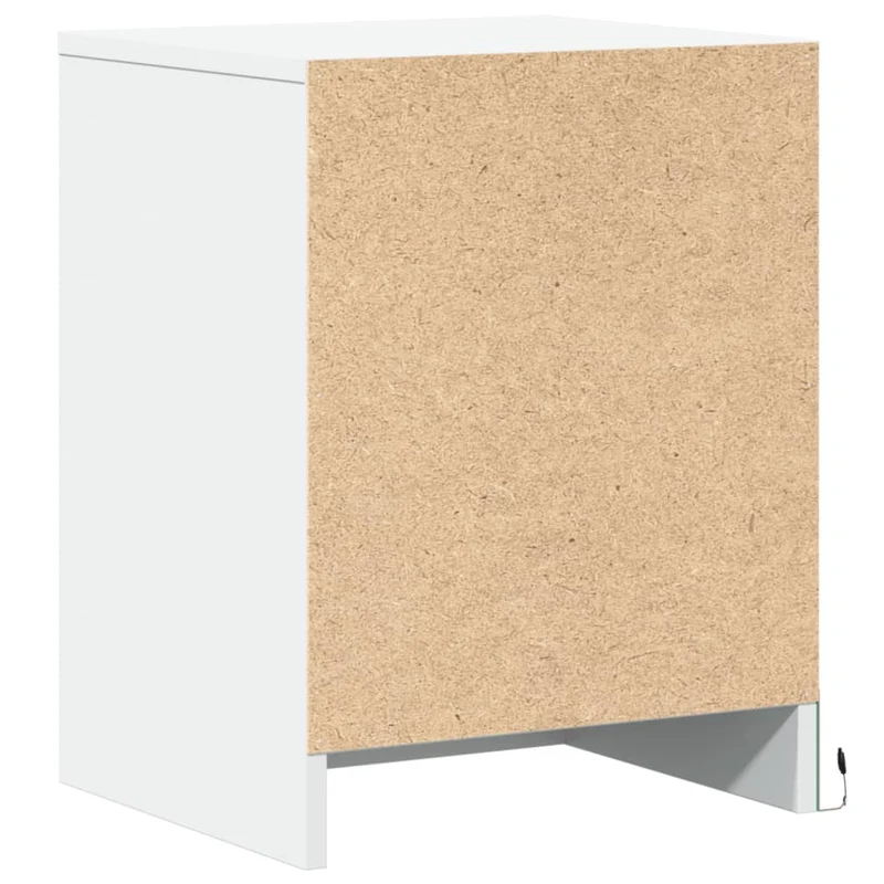 Lot de 2 tables de chevet avec tiroir et LED en bois d'ingénierie blanc DEC032872