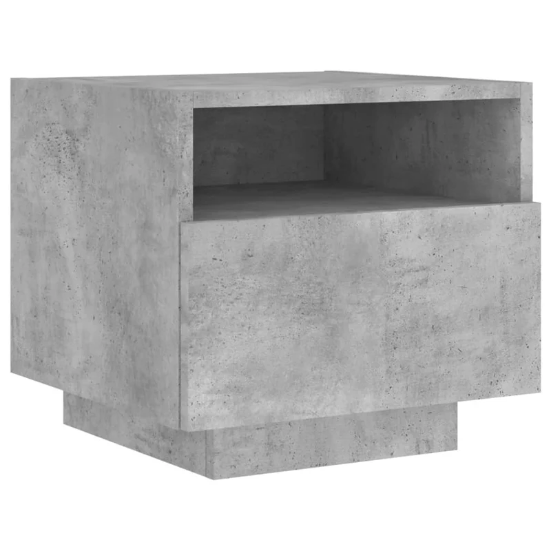 Lot de 2 tables de chevet avec tiroir et LED RVB en bois d'ingénierie couleur gris béton DEC032833