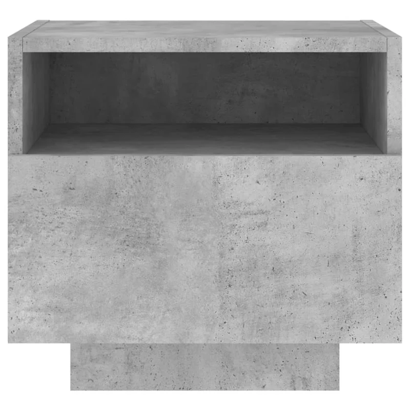 Lot de 2 tables de chevet avec tiroir et LED RVB en bois d'ingénierie couleur gris béton DEC032833