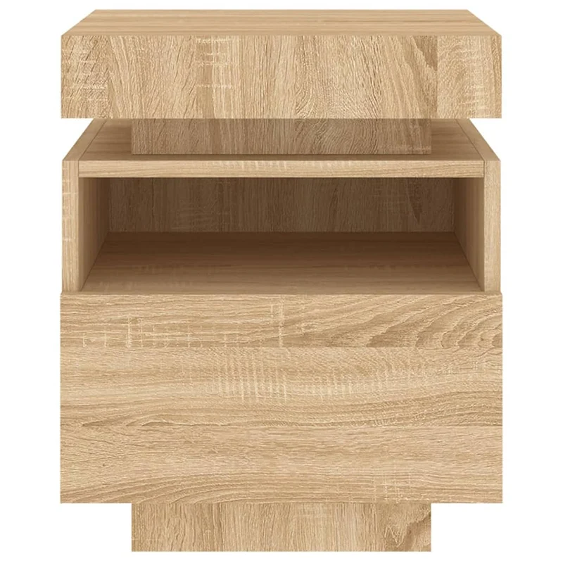 Table de chevet avec tiroir et LED 40 x 39 x 48,5 cm en bois d'ingénierie couleur chêne DEC032831