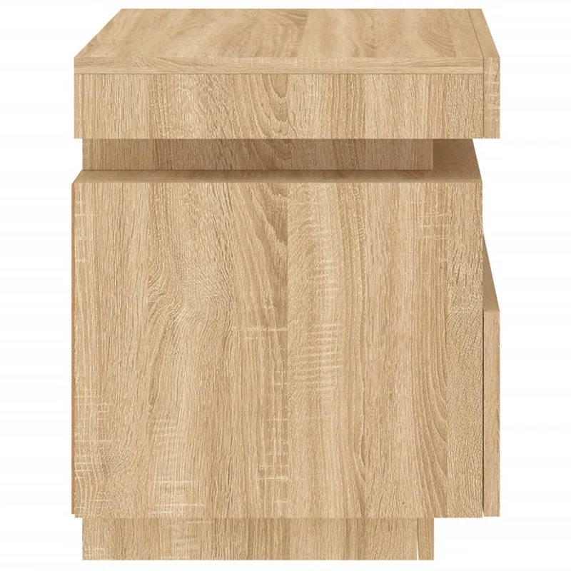 Table de chevet avec tiroir et LED 40 x 39 x 48,5 cm en bois d'ingénierie couleur chêne DEC032831
