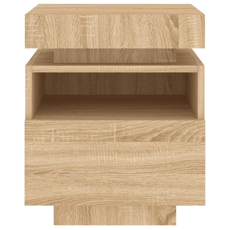 Table de chevet avec tiroir et LED 40 x 39 x 48,5 cm bois d'ingénierie couleur chêne DEC032778
