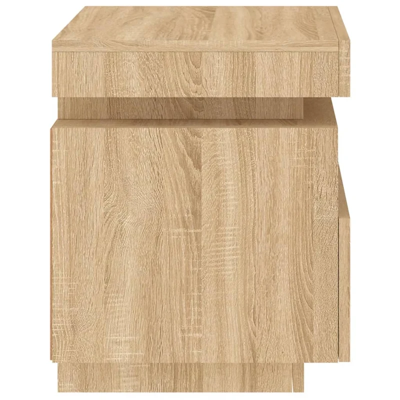 Table de chevet avec tiroir et LED 40 x 39 x 48,5 cm bois d'ingénierie couleur chêne DEC032778