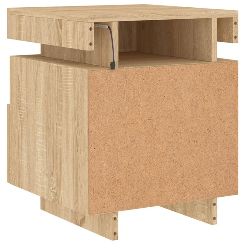Table de chevet avec tiroir et LED 40 x 39 x 48,5 cm bois d'ingénierie couleur chêne DEC032778