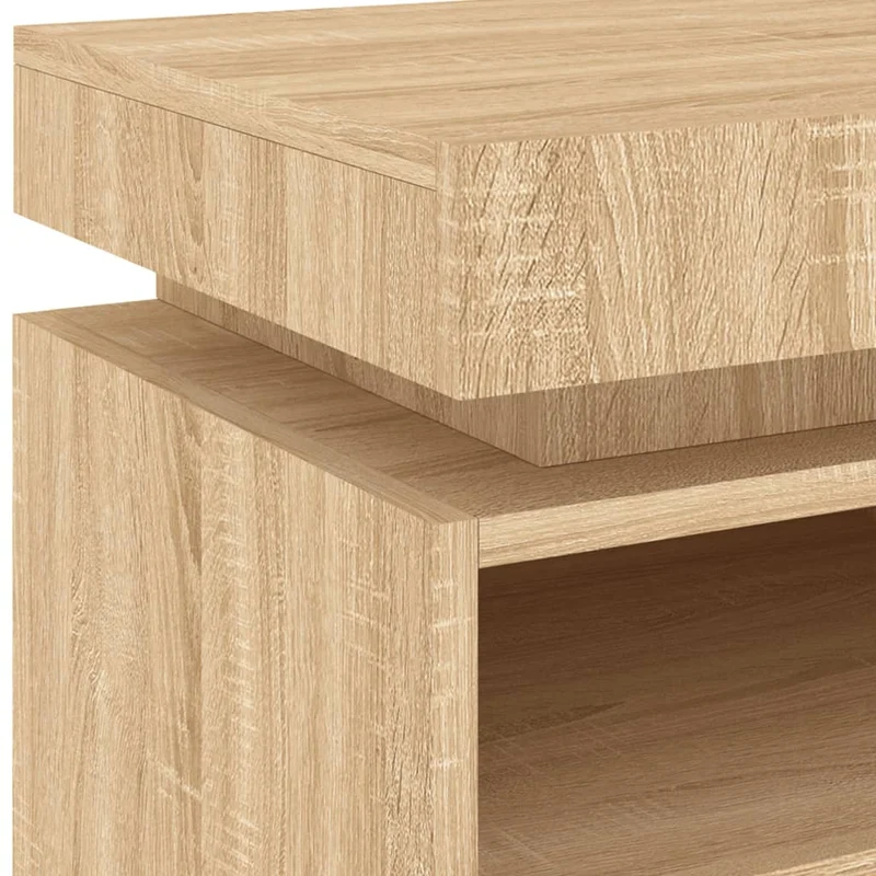 Table de chevet avec tiroir et LED 40 x 39 x 48,5 cm bois d'ingénierie couleur chêne DEC032778