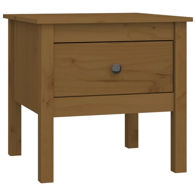 Lot de 2 tables d'appoint avec tiroir cehvets 50 x 50 x 49cm bois de pin marron miel DEC032656