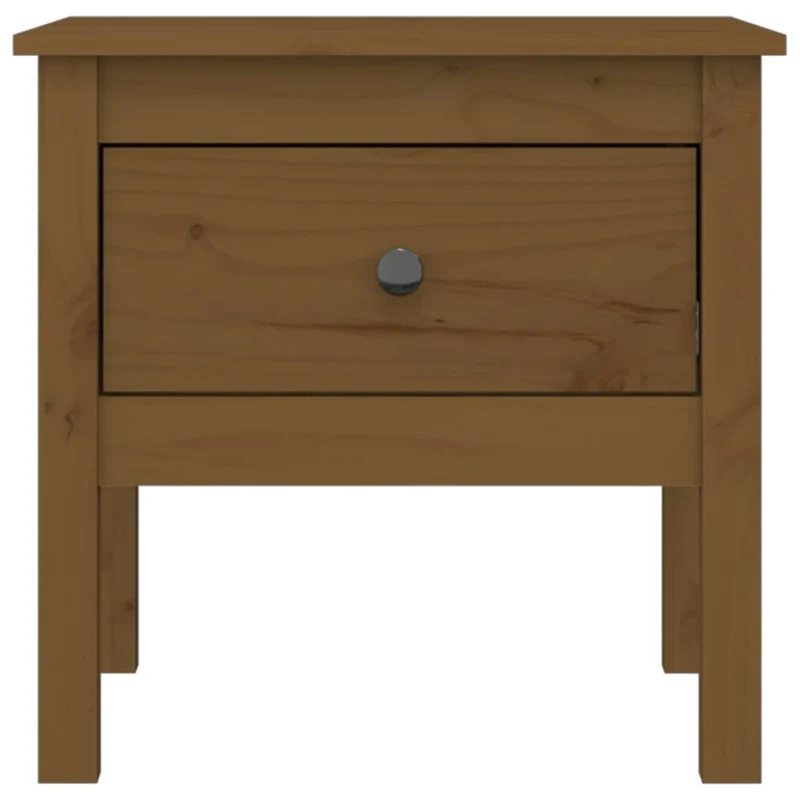 Lot de 2 tables d'appoint avec tiroir cehvets 50 x 50 x 49cm bois de pin marron miel DEC032656