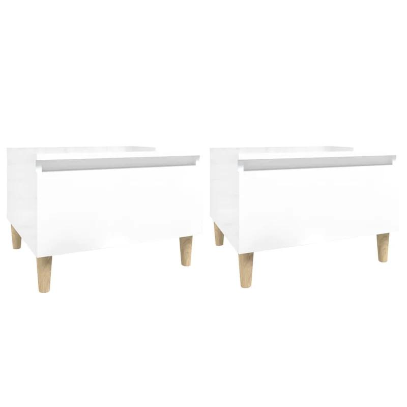 Lot de 2 tables d'appoint avec tiroir chevet 50 x 46 x 35cm en bois ingénierie blanc brilliant DEC032652