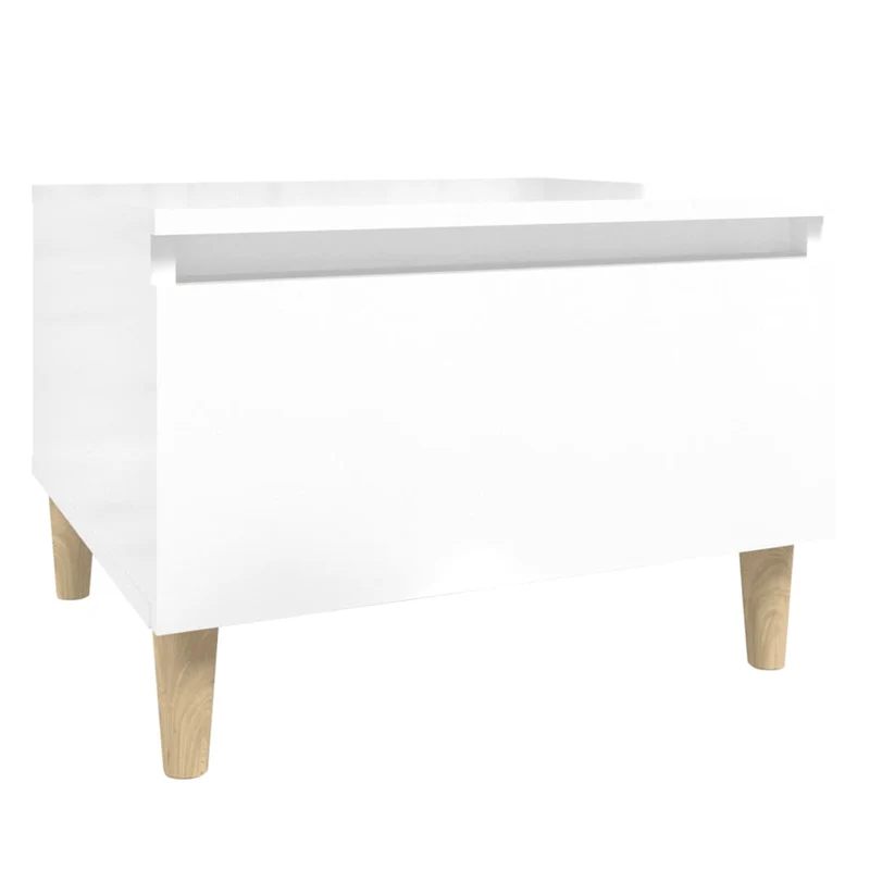 Lot de 2 tables d'appoint avec tiroir chevet 50 x 46 x 35cm en bois ingénierie blanc brilliant DEC032652