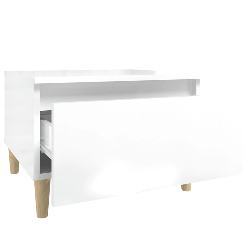 Lot de 2 tables d'appoint avec tiroir chevet 50 x 46 x 35cm en bois ingénierie blanc brilliant DEC032652