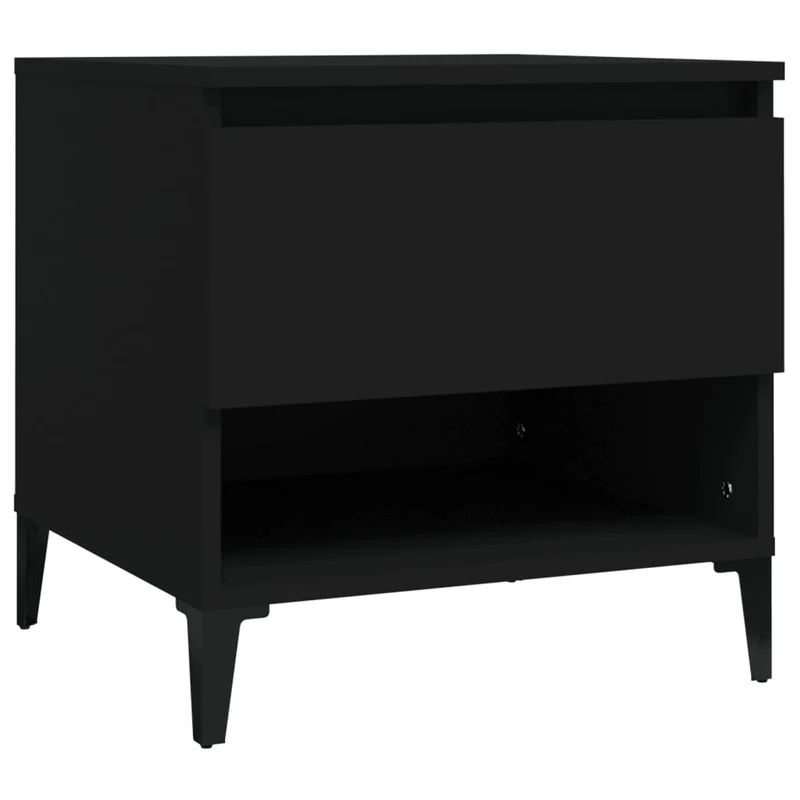 Lot de 2 tables d'appoint chevet avec tiroir 50 x 46 x 50 cm en bois d’ingénierie noir DEC032645