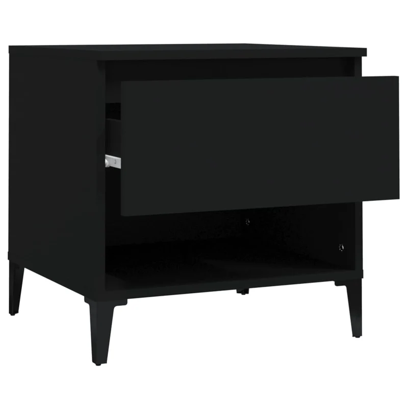 Lot de 2 tables d'appoint chevet avec tiroir 50 x 46 x 50 cm en bois d’ingénierie noir DEC032645