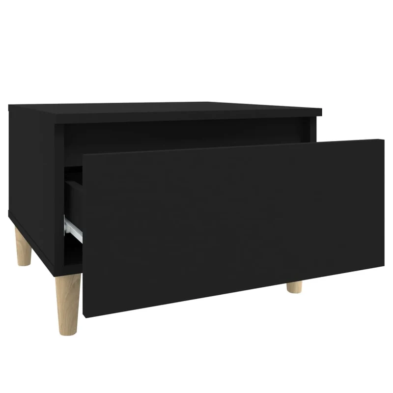 Lot de 2 tables d'appoint avec tiroir 50 x 46 x 35 cm en bois d'ingénierie noir DEC032644