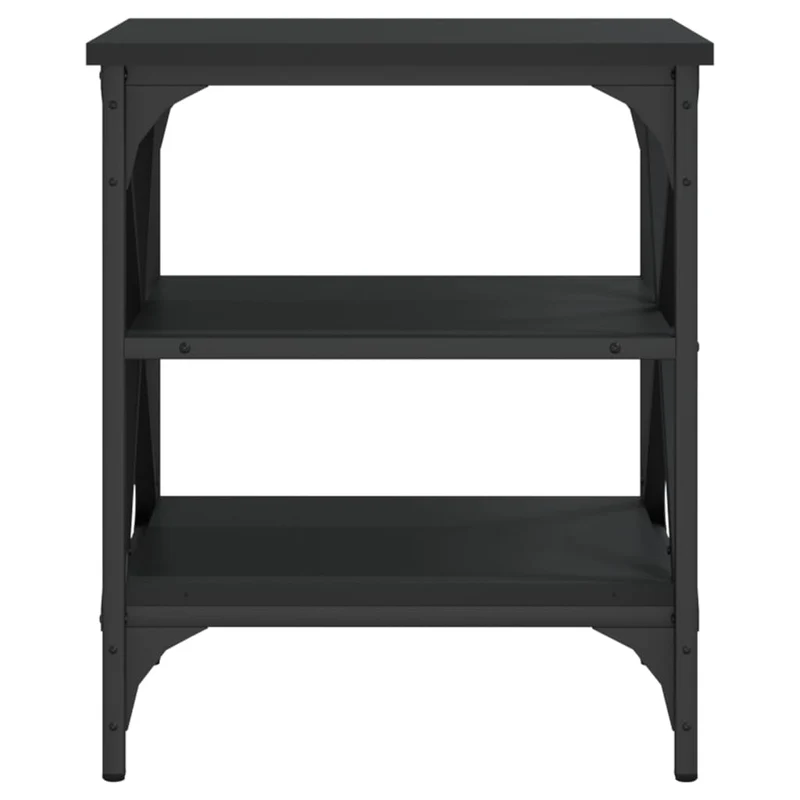 Lot de 2 tables d'appoint avec étagères 40 x 42 x 50 cm en bois d’ingénierie noir et acier DEC032641
