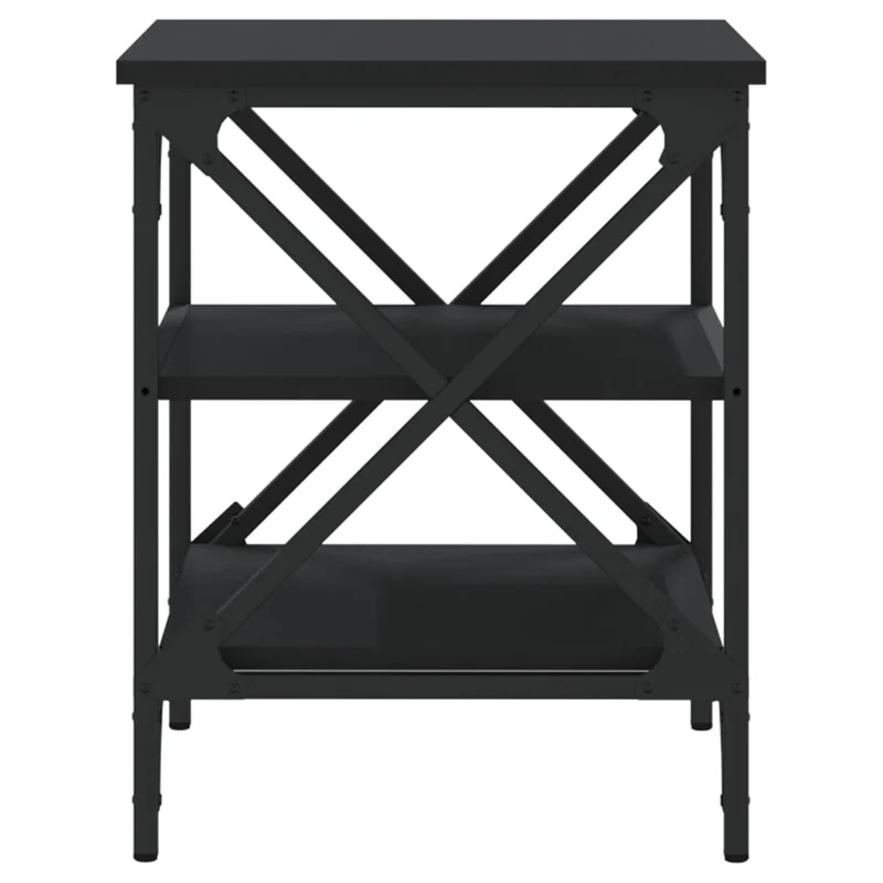 Lot de 2 tables d'appoint avec étagères 40 x 42 x 50 cm en bois d’ingénierie noir et acier DEC032641