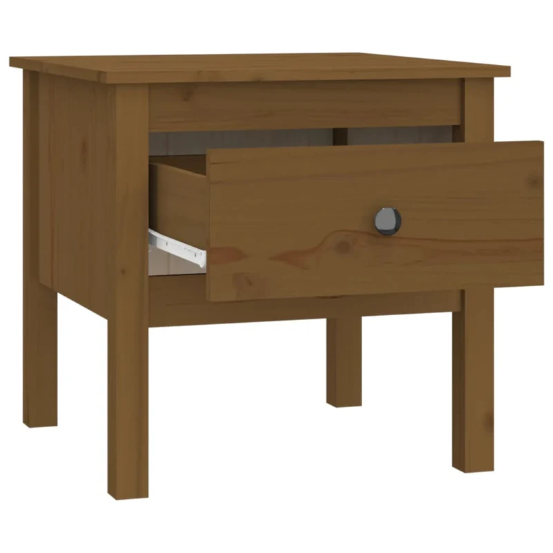 Table d'appoint chevet avec tiroir 50 x 50 x 49 cm en bois massif de pin brun DEC032473