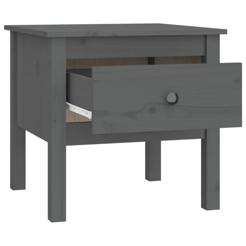 Table d'appoint chevet avec tiroir 50 x 50 x 49 cm en bois massif de pin gris DEC032443