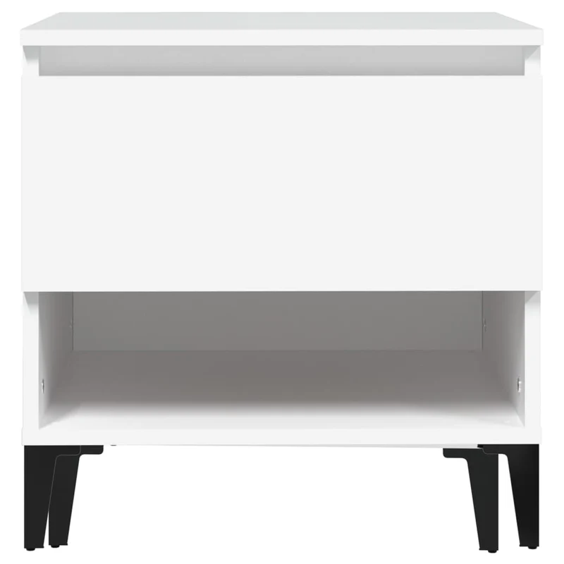 Table d'appoint bout de canapé chevet avec tiroir 50 x 46 x 50 cm bois d’ingénierie blanc DEC032358