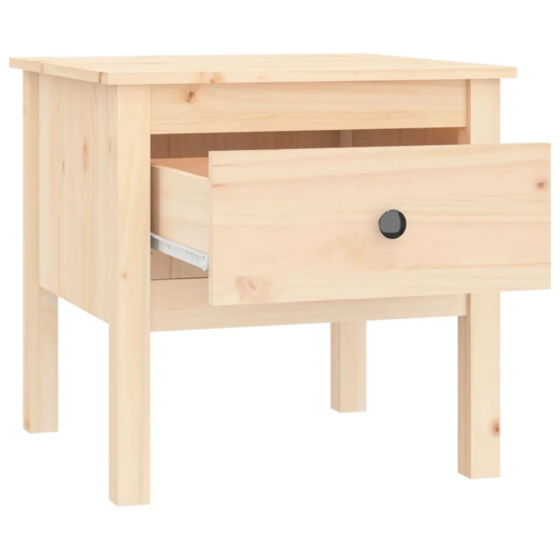 Table d'appoint chevet avec tiroir 50 x 50 x 49 cm en bois massif de pin brun DEC032315