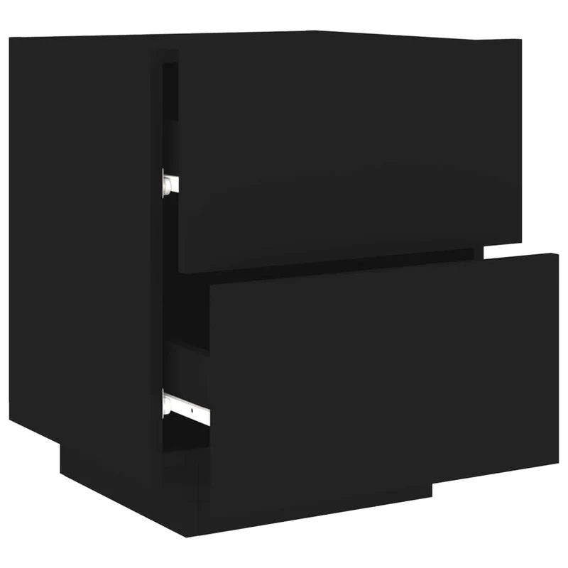 Table de chevet avec tiroirs et lumières LED RVB 45 x 40 x 55 cm en bois d'ingénierie noir DEC032786