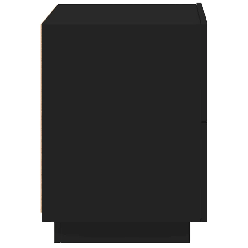 Table de chevet avec tiroirs et lumières LED RVB 45 x 40 x 55 cm en bois d'ingénierie noir DEC032786