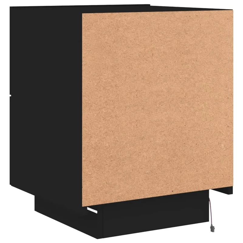 Table de chevet avec tiroirs et lumières LED RVB 45 x 40 x 55 cm en bois d'ingénierie noir DEC032786