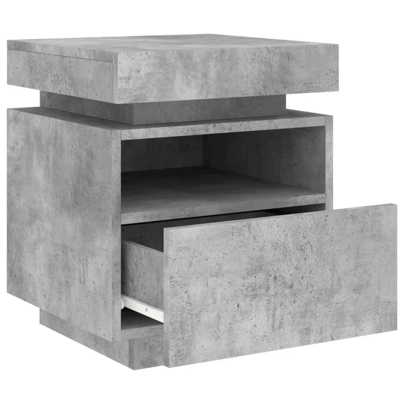 Table de chevet avec tiroir et LED RVB 40 x 39 x 48,5 cm bois d'ingénierie gris DEC032779