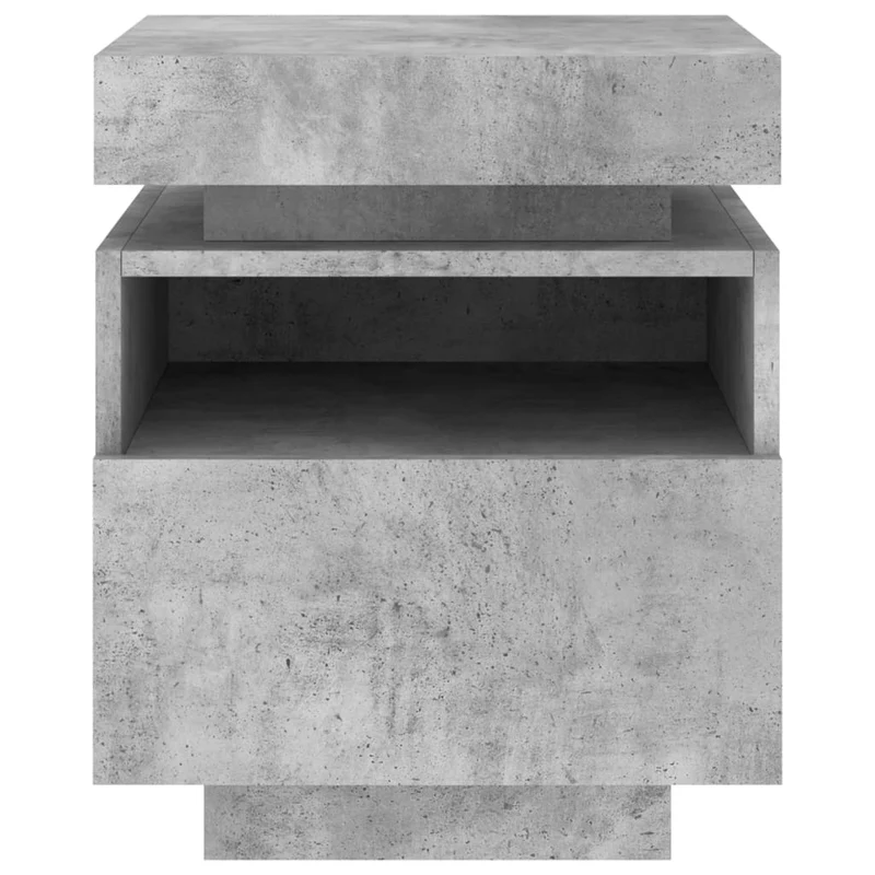 Table de chevet avec tiroir et LED RVB 40 x 39 x 48,5 cm bois d'ingénierie gris DEC032779