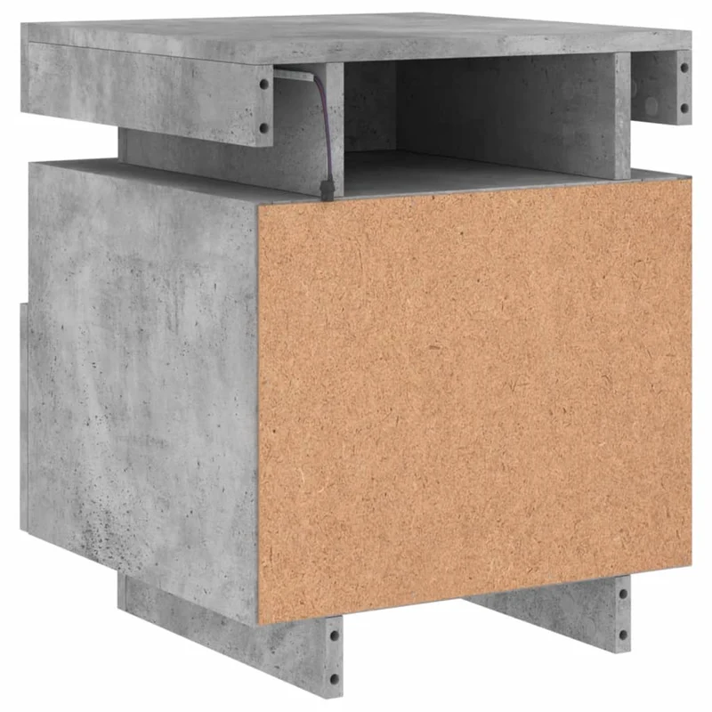 Table de chevet avec tiroir et LED RVB 40 x 39 x 48,5 cm bois d'ingénierie gris DEC032779