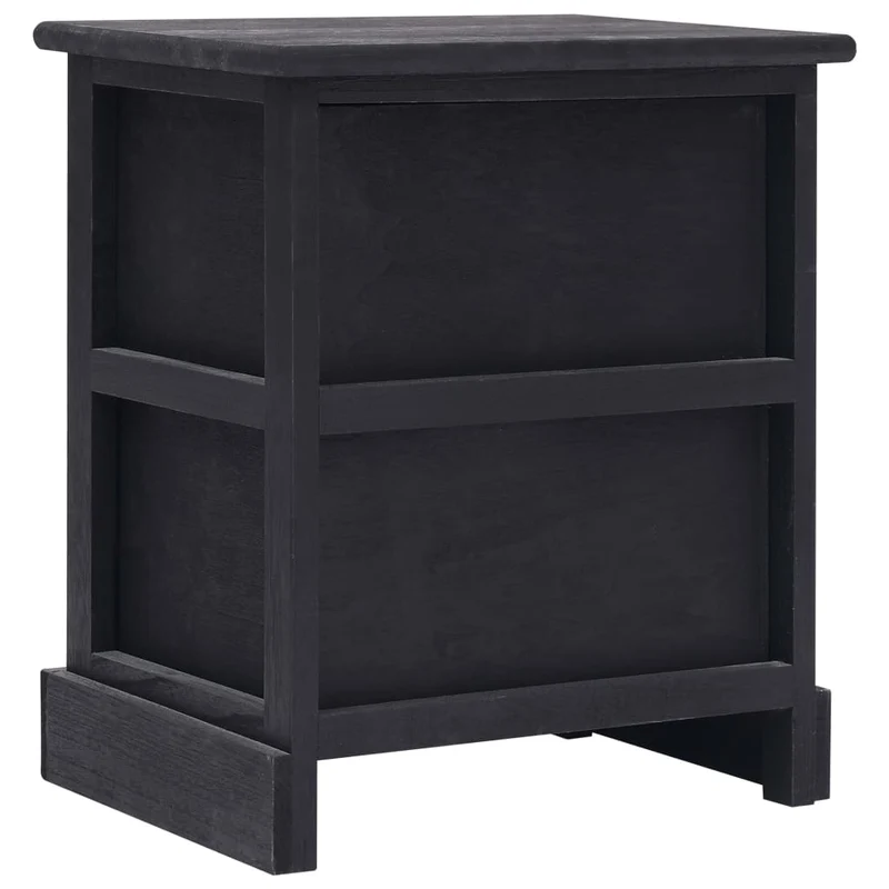 Lot de 2 tables de chevet avec tiroirs NewYork 38 x 28 x 45 cm bois de paulownia noir DEC032760