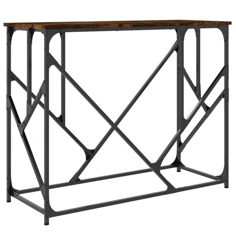 Table d'appoint console pratique pour une entrée organisée 100 x 40 x 80 cm bois d'ingénierie marron et métal DEC031775