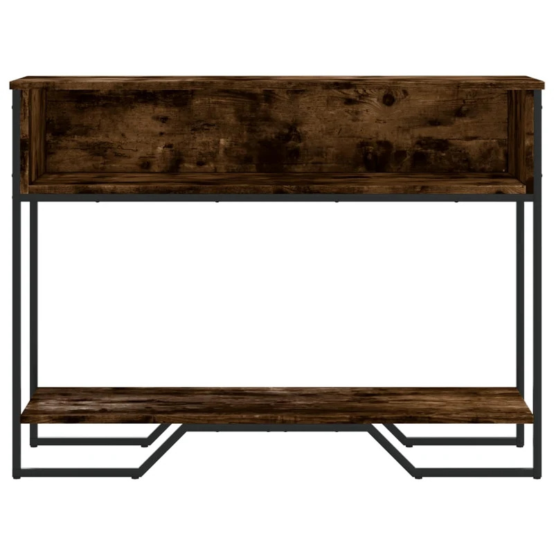 Table d'appoint console pratique avec compartiments pour une entrée organisée 100 x 35 x 74,5 cm bois d'ingénierie marron et métal DEC031769