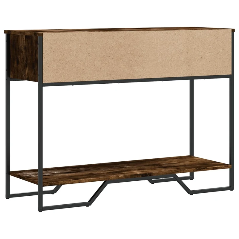 Table d'appoint console pratique avec compartiments pour une entrée organisée 100 x 35 x 74,5 cm bois d'ingénierie marron et métal DEC031769