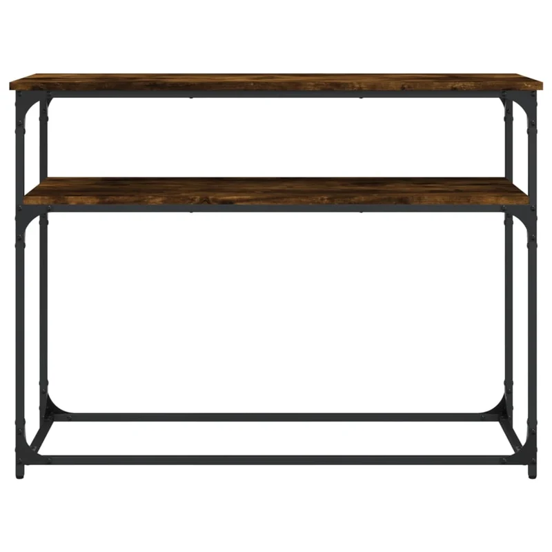 Table d'appoint console pratique avec étagères pour une entrée organisée 100 x 35,5 x 75 cm bois d'ingénierie marron et métal DEC031766