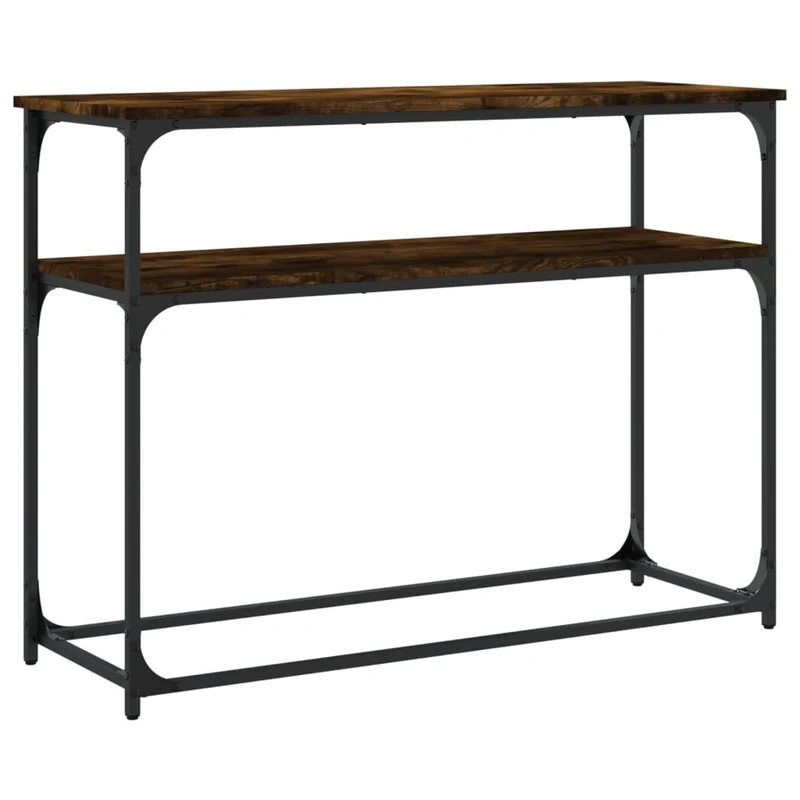 Table d'appoint console pratique avec étagères pour une entrée organisée 100 x 35,5 x 75 cm bois d'ingénierie marron et métal DEC031766