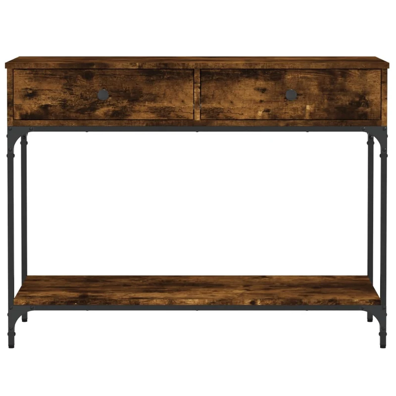 Table d'appoint console pratique avec tiroirs pour une entrée organisée 100 x 34,5 x 75 cm bois d'ingénierie marron et métal DEC031765