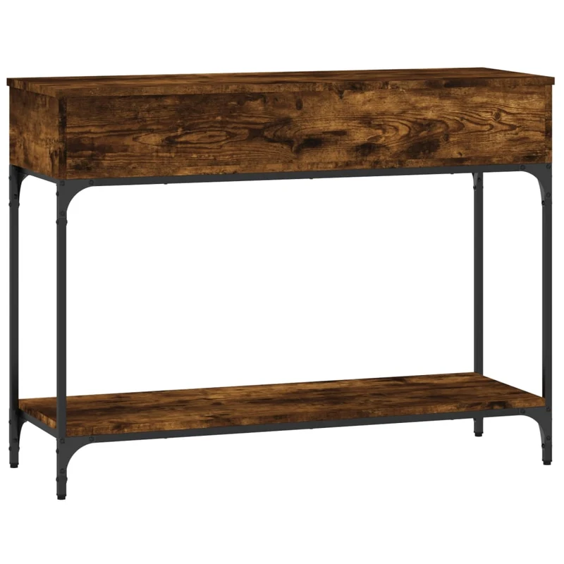 Table d'appoint console pratique avec tiroirs pour une entrée organisée 100 x 34,5 x 75 cm bois d'ingénierie marron et métal DEC031765