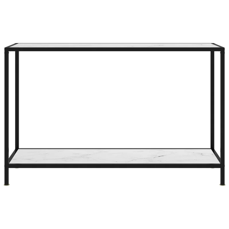 Table d'appoint console pratique pour une entrée organisée 120 x 35 x 75 cm verre trempé blanc et acier DEC031700